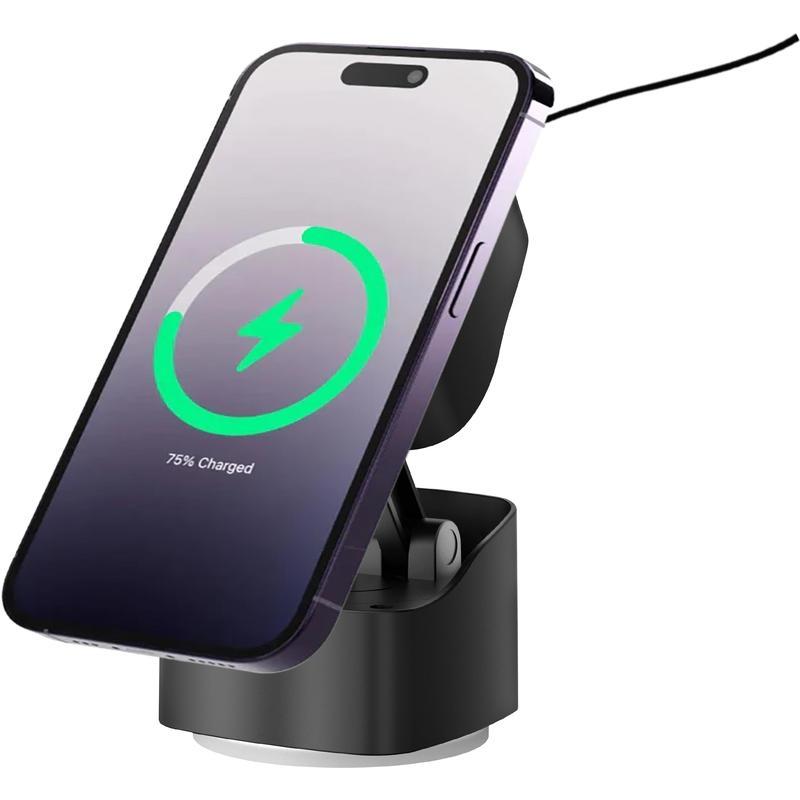 VIRTON - Giftology Magnetic Car Phone Holder and 15W Wireless Charger - Black