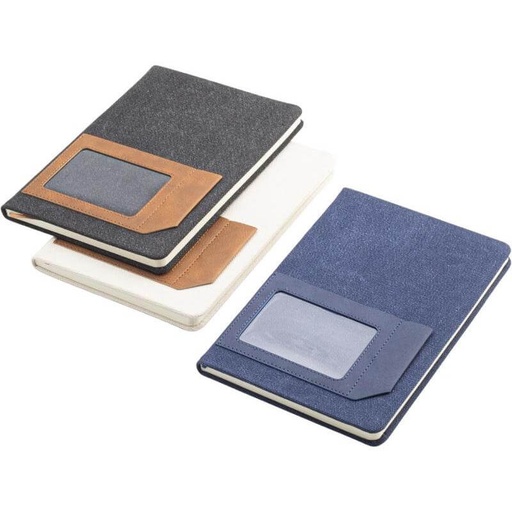 ADANA - Santhome Recycled Canvas A5 Hard Cover Notebook with PU Pocket - Black