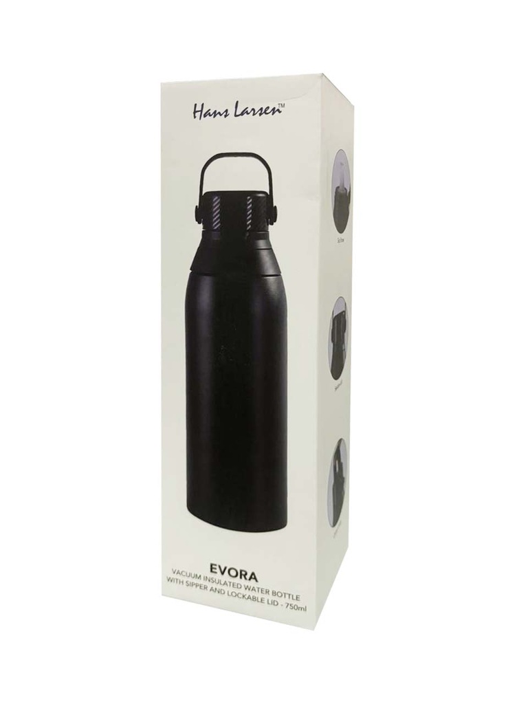 EVORA - Hans Larsen Double Wall Stainless Steel Vacuum Bottle - 750ml - Black