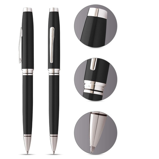 Cross Coventry Black Lacquer Ballpoint Pen with Classic Black Journal Gift Set