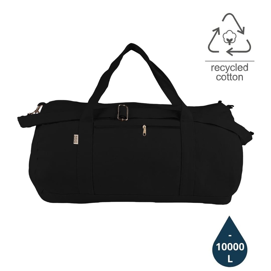 PUEBLA - GRS-certified Recycled Cotton Duffel / Gym Bag - Black