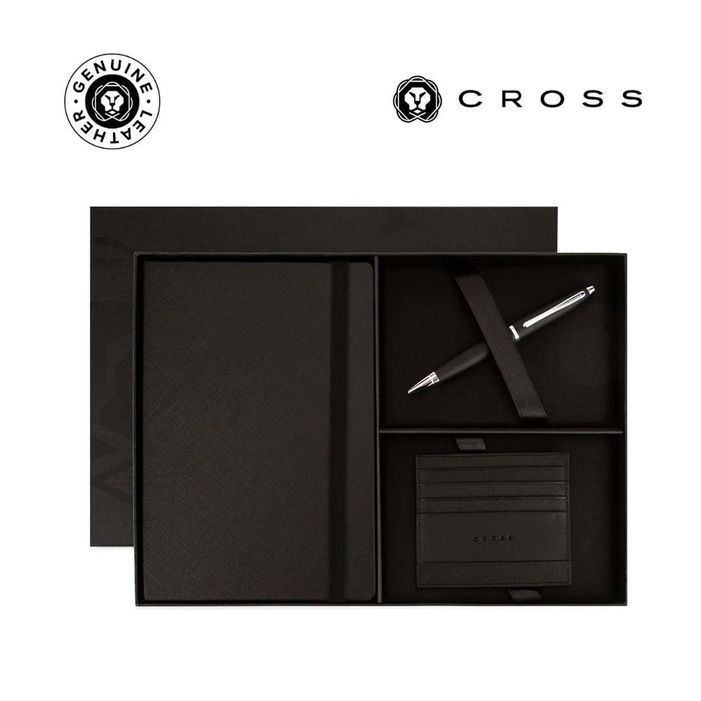 Cross Calais™ Ballpoint Pen with Notebook and Cardholder Gift Set - Blac​k