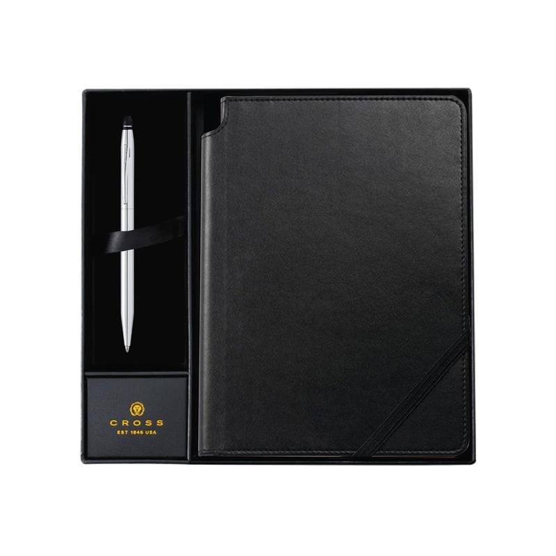 Cross Click™ Chrome Ballpoint Pen with Classic Black Journal Gift Set