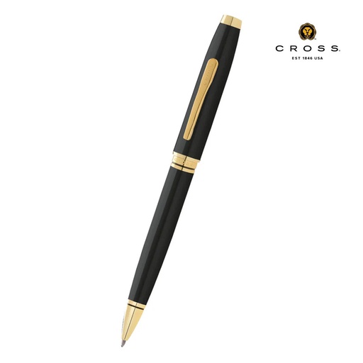 [WICR 5378] Coventry Classic Black Lacquer with Gold Tone Appointments Ballpoint Pen (Blue Ink) 
